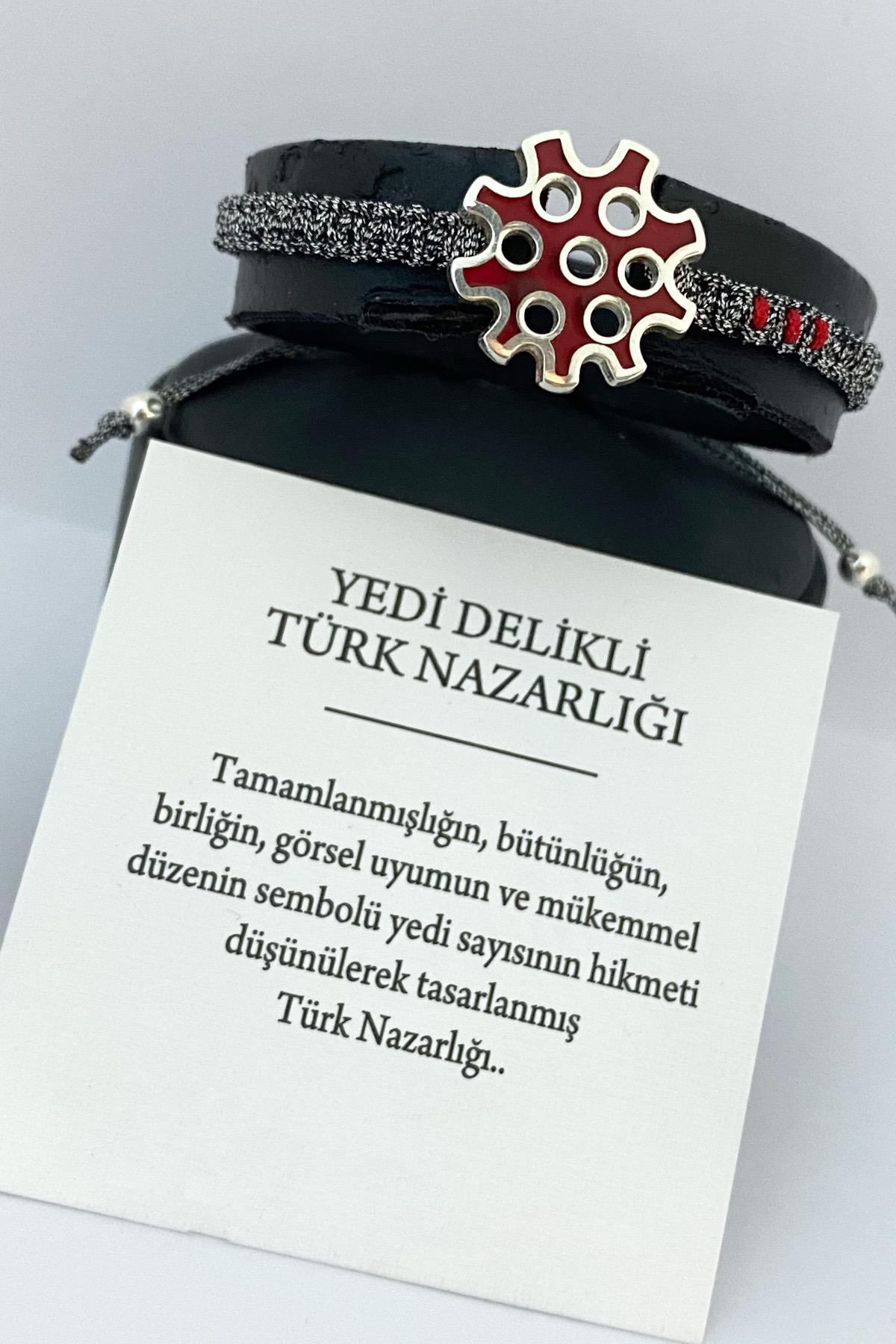 Yedi Delikli Türk Nazarlığı Mineli Bileklik