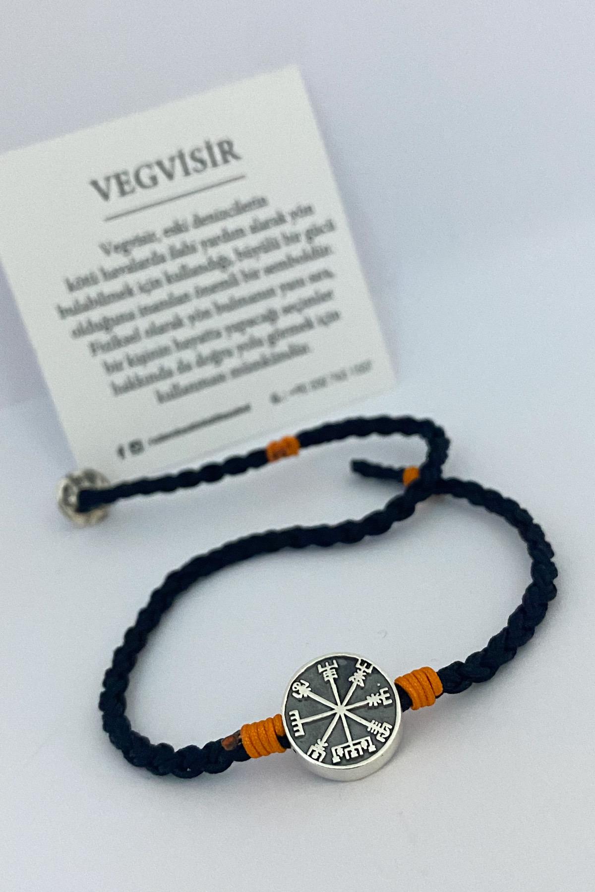 Vegvísir Siyah İpli Çıtır Bileklik