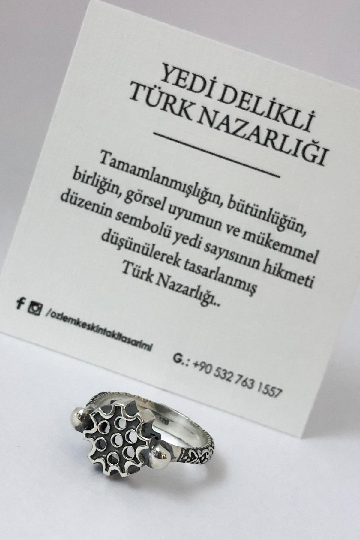 Yedi Delikli Nazarlık İnce Antik Kol Yüzük